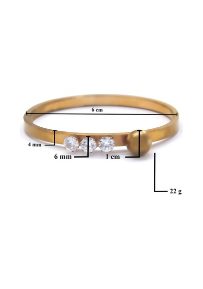 Bz 316l Çelik Rose 3 Taşlı Top Detaylı Spor Kelepçe Blz-487 Rose Gold