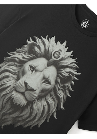 Galatasaray Lisanslı Aslan Baskılı Siyah Erkek T-shirt Siyah