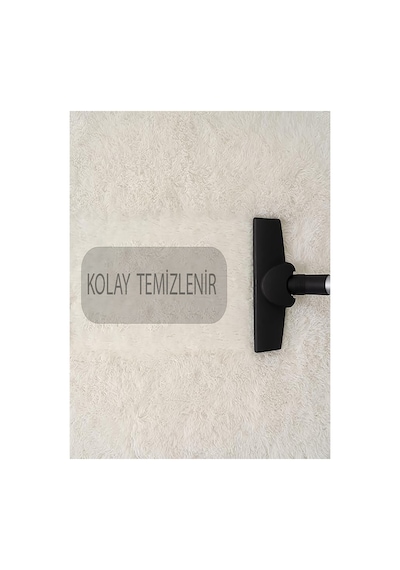 Krem Oval Post Halı Peluş Yumuşak Kaymaz Dot Taban Makinada Yıkanabilir Yolluk Krem