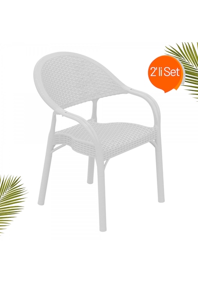 Holiday Bambu Sandalye 2 Li Set Beyaz
