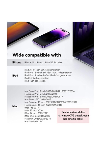 Apera MT38 Android Ve Apple Uyumlu iPhone 15 İle Type-c Çevirici Adaptör