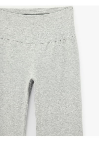 Koton Yüksek Bel Slim Fit Pamuklu İspanyol Paça Spor Tayt Gri Melanj 7wak40264nk