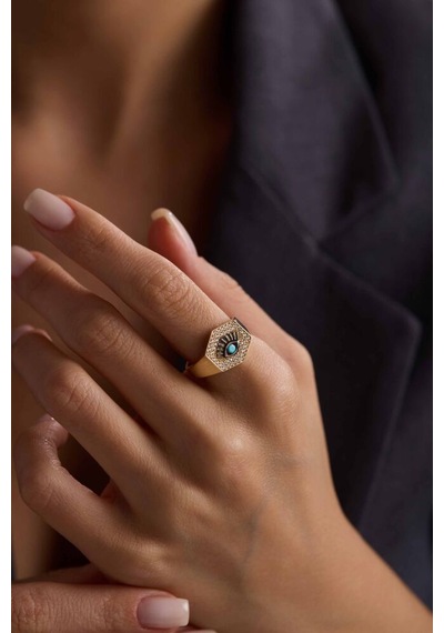 Eye Ring Firuzeli Şövalye T13877 Renkli