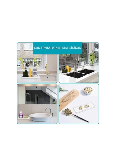 Silikon Yağdanlık Yağlık Standı Altlık,çok Amaçlı Organizer Sunumluk,sabunluk Altlığı, 26x10 Cm Beyaz