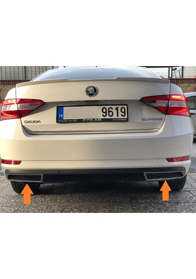 Skoda Süperb Tampon Altı Egzoz Görünüm Nikelajı Krom 2015