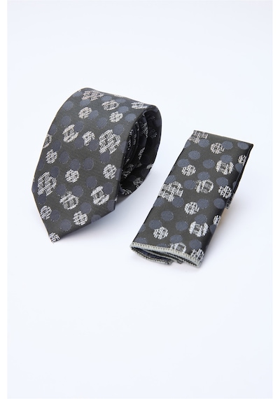 İmza Siyah-gri Desenli 7 Cm Kravat 1090260133 Siyah - Gri