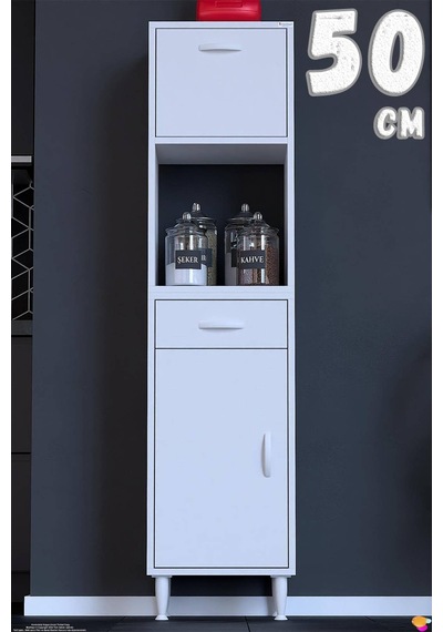 Vio 50 Cm 1 Fırın Veya Mikrodalga Dolabı Çekmeceli Kapaklı Çok Amaçlı Mutfak Dolabı 50 Cm