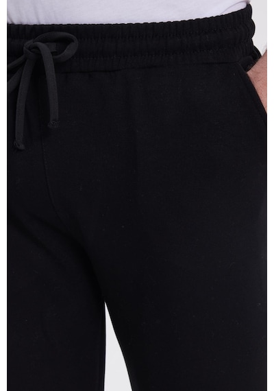 Tudors Erkek Slim Fit Dar Kesim Beli Bağcıklı 3 Cepli Geniş Paça Siyah Eşofman Altı-41907 Siyah
