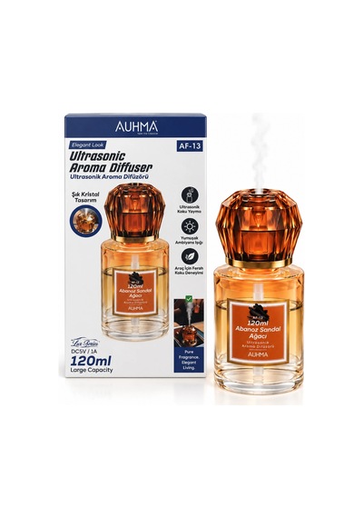 Auhma Af-13 Sarı Araç Ve Ev Kokusu Difüzörü 120 Ml Kristal Işıklı Hava Nemlendirici Koku Makinesi