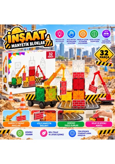 İnşaat Manyetik Bloklar 32 Parça