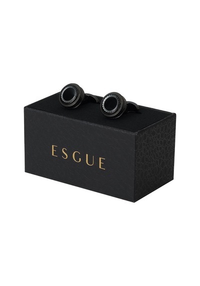 Esgue Füme Siyah Renk Yuvarlak Form Luxery Kol Düğmesi