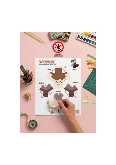 Sevimli Robatlar Origami Seti, Kağıt Katlama Seti Paper Craft, Ebeveyn Çocuk Aktivitesi