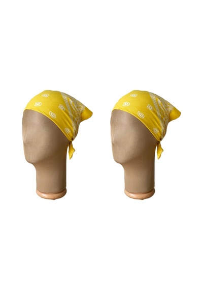Pamuklu Klasik Desen Unisex 2li Bandana Seti Renkli Bandana Etnik Desenli A Kalite Bandana Açık Sarı