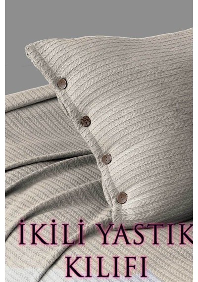 Örgü Desen Yastık Kılıfı 2 Adet Bej