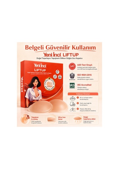 Yeni İnci Liftup Doğal Toparlayıcı Yapışkanlı Silikon Göğüs Ucu Kapatıcı Ten