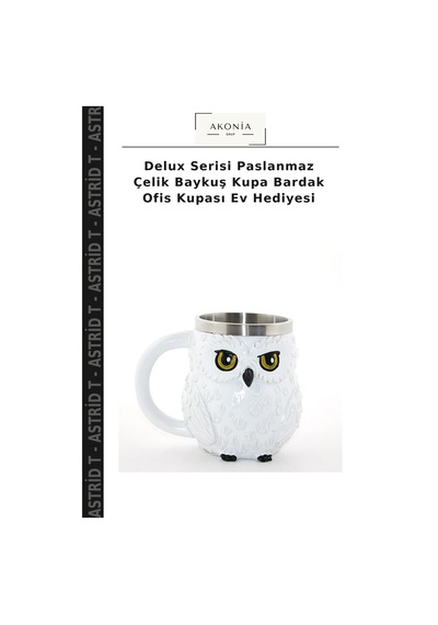 Delux Serisi Paslanmaz Çelik Baykuş Kupa Bardak Ofis Kupası Ev Hediyesi Çok Renkli