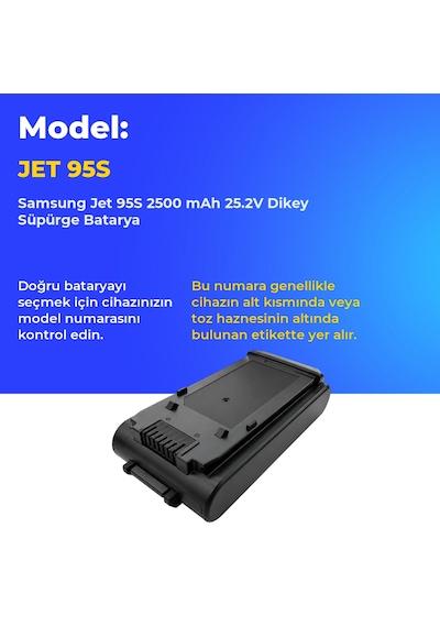 Samsung Uyumlu Jet 95s 2500 Mah 25.2v Dikey Süpürge Batarya