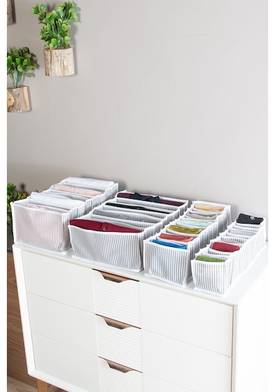 Serstil 11 Gözlü Gri Çizgili Çekmece Içi Düzenleyici Organizer Small - 11 X 41 X 12 Cm