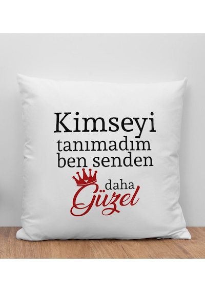 Bk Gift Kimseyi Tanımadım Ben Tasarımlı Beyaz Kırlent Yastık, Arkadaşa , Ev Dekorasyonu, Ev si-4 Bitmeyen135605 Bk Gift