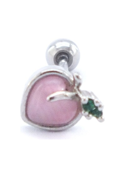Ferizz 316l Çelik Zirkon Taşlı Pembe Elma Şeklinde Piercing Pembe