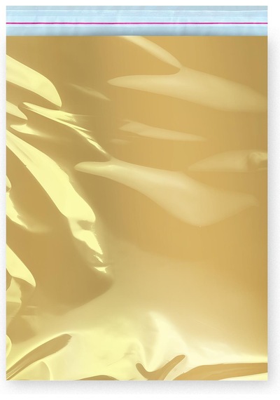 Bantlı Metalize Hediye Paketi Gold 30x35 Cm - 100 Adet