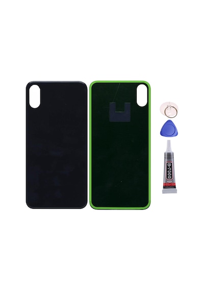 Apple Uyumlu iPhone Xs Siyah Arka Kapak Batarya Kapağı Pil Kapağı Yapışkan Ve Sökme Aparatıyla Beraber Full Set Siyah