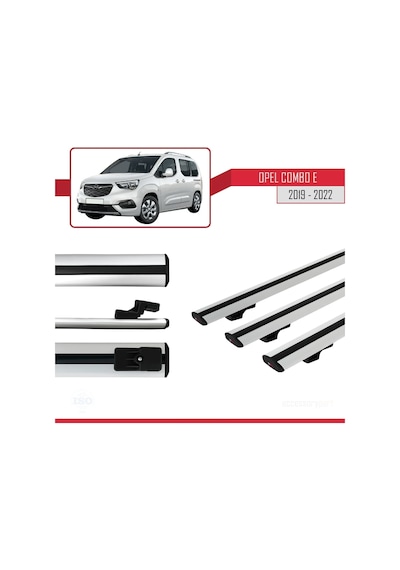 Opel Combo E Panelvan 2019-2022 Arası İle Uyumlu Basic Model Ara Atkı Tavan Barı Gri 3 Adet