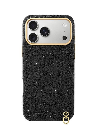 Apple Uyumlu iPhone 17 Pro Max Kılıf Parlayan Simli Tasarım Pynana Diamond Sky Serisi Kapak Siyah Siyah