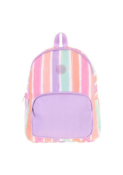 Kaukko Rainbow Kız Çocuk Üç Bölmeli İlkokul Ve Ortaokul Çantası - Mor Çok Renkli Çizgili - K1801 Pembe - Mor