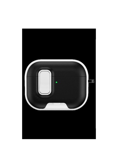 Apple Uyumlu Airpods Pro 3 3.nesil Rova Deri Kılıf - Siyah-beyaz Düz Renkli