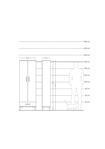 Arges Dolap Tek Raflı Tek Çekmeceli Tek Askılı 88x30x182 Çam-... Çam