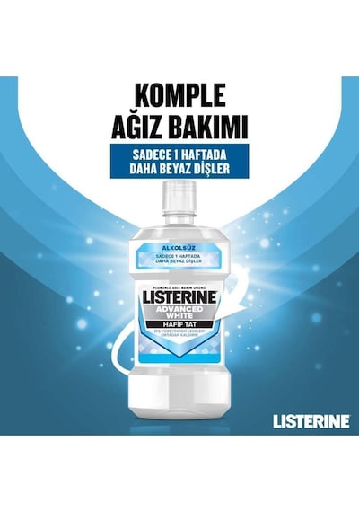 Listerine Advanced White Hafif Tat Alkolsüz Ağız Bakım Suyu 500  ml + 250 ml
