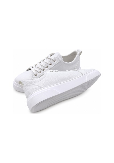 Yalçın Erkek Beyaz Bağcıklı Ortopedik Günlük Sneaker Spor Ayakkabı Kalın Taban Beyaz - 919472745 Beyaz