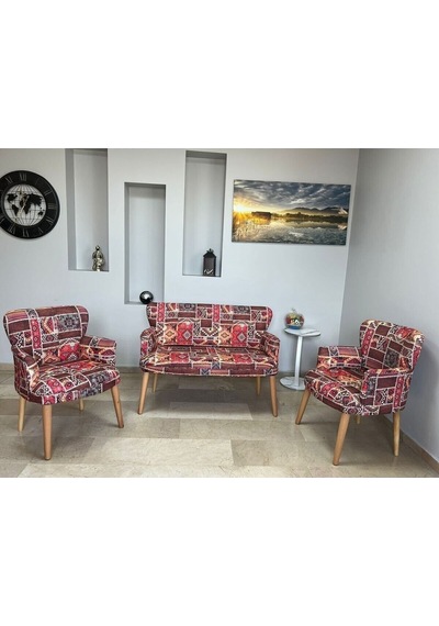 Azra Mobilya Çay Seti Koltuk Takımı - Cafe - Balkon - Bahçe - Ofis Mobilyası - Oturma Grubu Bordo