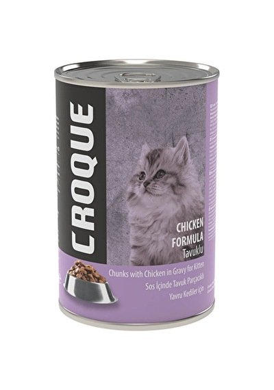 3 Adet Croque Yavru Kedi Konserve Mama Tavuk Etli 400g