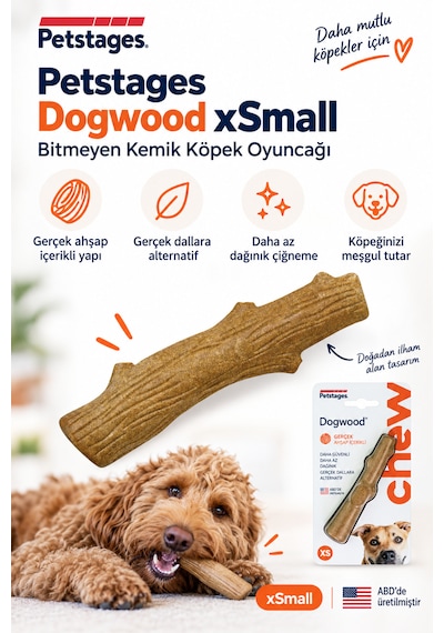 Petstages Dogwood Durable Stick Bitmeyen Kemik Köpek Çiğneme Oyuncağı Xsmall