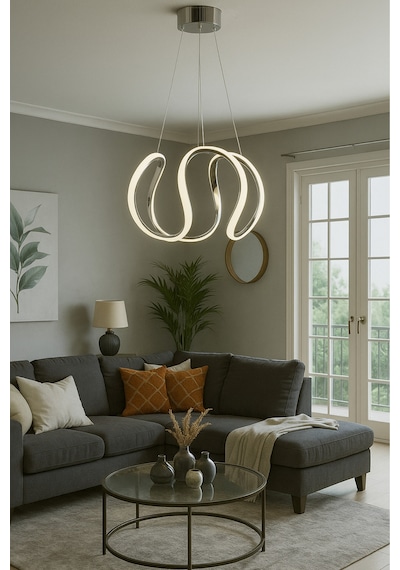 Nova Modern Krom Led Avize Modern Salon & Oturma Odası Krom