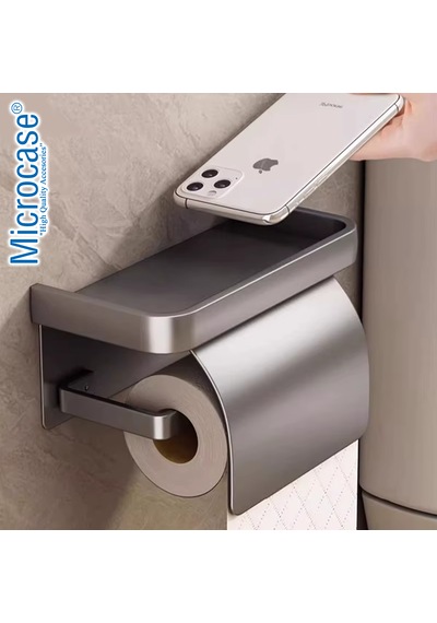 Microcase Duvara Monte Yapışkanlı Tuvalet Kağıdı Askılığı Ve Telefon Tutucu Al5706 Gri