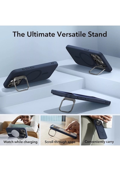 Esr Apple Uyumlu iPhone 15 Pro Max Cloud Soft Halolock Magsafe Kickstand Kılıf Dark Blue Lacivert