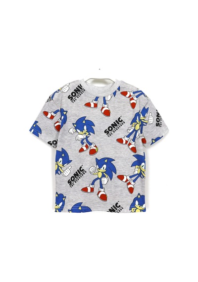 Dobakids 360 Derece Kirpi Sonic Baskılı Erkek Çocuk Gri Renk Tişört 001-0002057 Gri