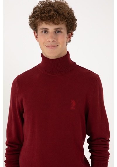 U.S. Polo Assn. Erkek Slim Fit Boğazlı Yaka Boğazlı Basic Kazak 50288884-VR014