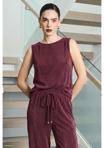 Sateen Glow Bluz - Bordo-137812