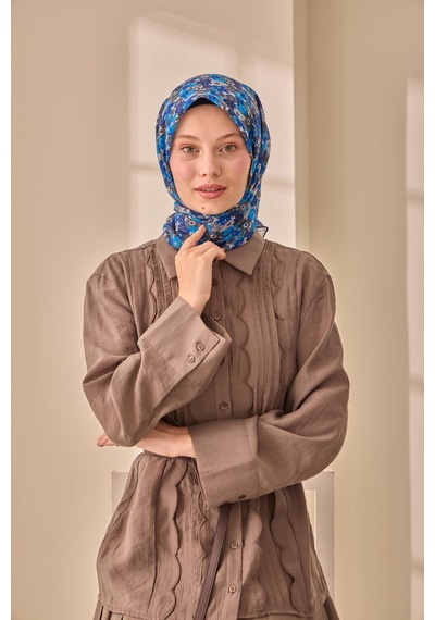 Silk Home Soft Eşarp 73092-06 Lacivert, Mavi, Füme, Gümüş, Beyaz