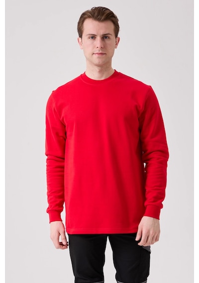 Galanthus Basic Sweatshirt - Uzun Kollu, Pamuklu, Rahat Kesim, Günlük Ve İş Kullanımı Kırmızı
