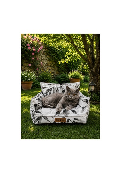 Kedi Ve Köpek Koltuğu Tamamen Fermuarlı Çıkarılabilir İç Minder Boncuk Elyaf Kaydırmaz Taban Kedi Ve Köpek Yatağı Yaprak Desen 1616543753