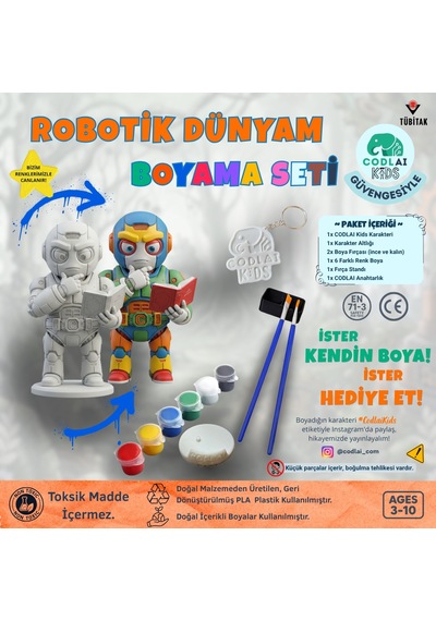 Codlaı Kids Robotik Dünyam 3d Boyama Seti - Çocuklar İçin Eğitici Yaratıcı Oyuncak Boyama Kiti - Bilge Robot