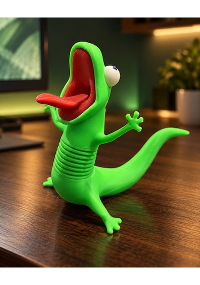 Yaylı Çılgın Kertenkele Figürü 10 Cm, Pla 3d Baskı