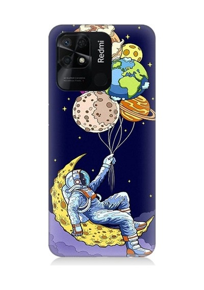 Xiaomi Redmi 10c Uyumlu Astronot Ve Gezegenler Desenli Silikon Kılıf
