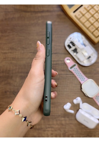 Samsung Galaxy A20 / A30 Uyumlu Premium Deri Dokulu Darbelere Karşı Dayanıklı Nazal Silikon Kılıf Haki