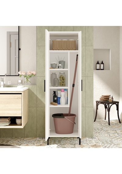 Yurudesign Daisy Çok Amaçlı Dolap, Vileda Banyo Dolabı Beyaz Dy1- Çok Renkli